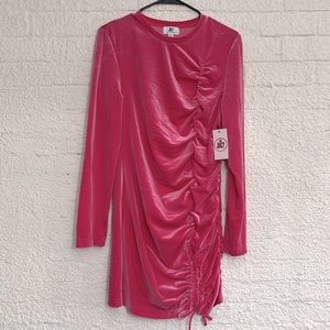 NWT Y2K Juicy Couture Pink Velvet Ruched Front Tie Dress
